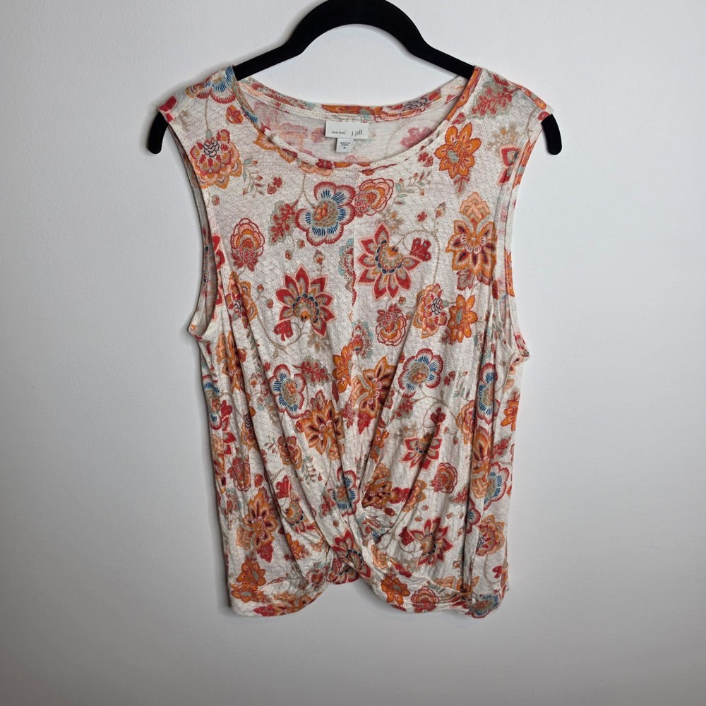 J. Jill Love Linen Top Womens Medium Floral Twist Front
